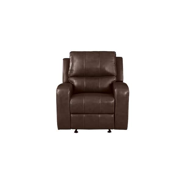NEW CLASSIC HOME FURNISHINGS New Classic Furniture Linton Brown Leather Glider Recliner with Power Footrest