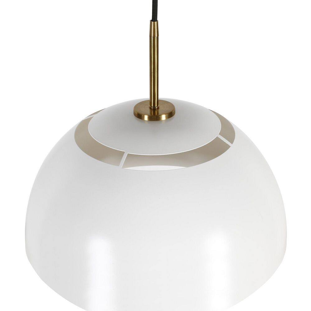 Jordyn 16" White and Brushed Brass Metal Pendant Light