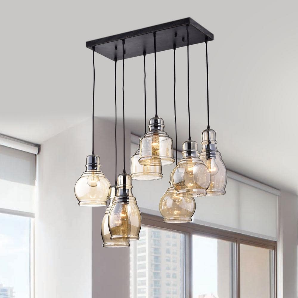 Jojospring Lynn 60-Watt 8-Light Antique Black Pendant Light with