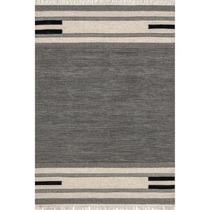 Prabal Gurung Black Brooklyn Tasseled Wool Black 9 ft. x 12 ft. Area Rug