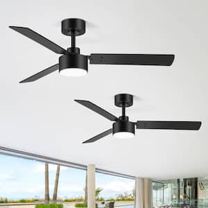 Tyrone 48 in. Integrated LED Indoor Black Ceiling Fan in 2-Packs with Light and Remote Control Included