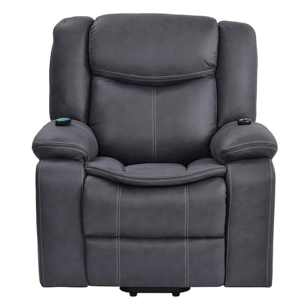 Spaco Gray Polyester Power Lift Massage Recliner for Elderly with Adjustable Massage Function and Heating System (Set of 1)