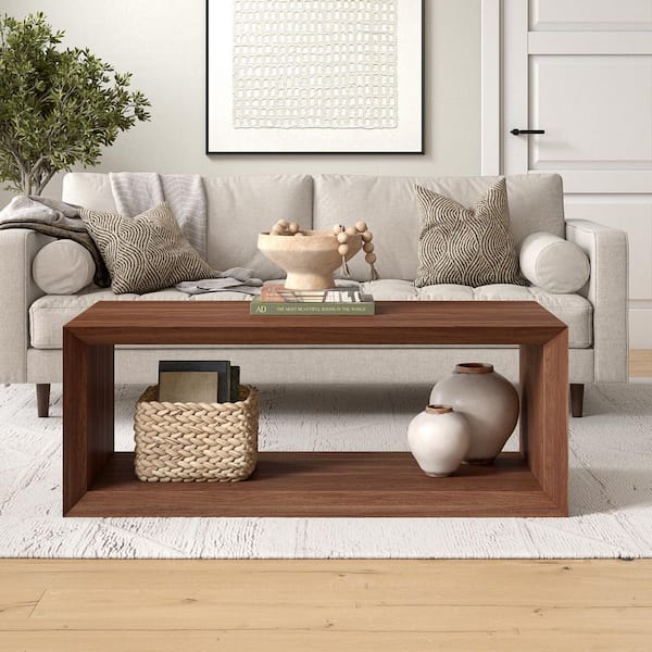 Meyer&Cross Osmond 48 in. Satin Walnut Rectangle MDF Top Coffee