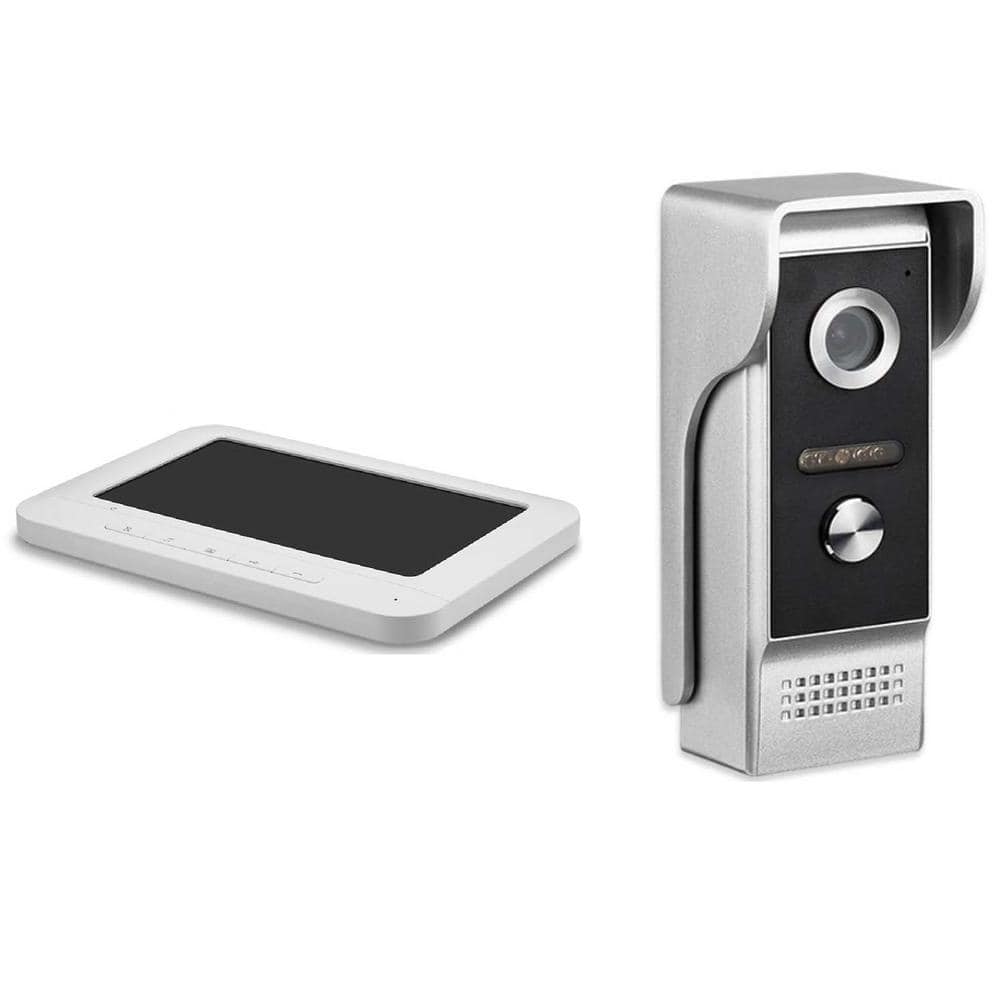 Lukyamzn 7 in. Monitor Wireless Video Door Phone Doorbell Kit Indoor Outdoor IR Camera Door Intercom Support Unlock Monitoring