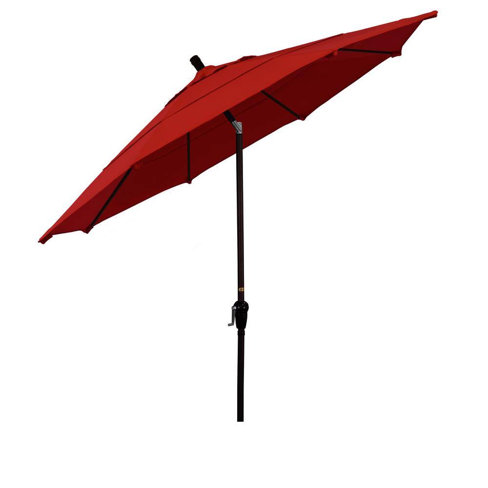 11 ft. Jockey Red Octagon Market Patio Umbrella with Bronze Aluminum Pole