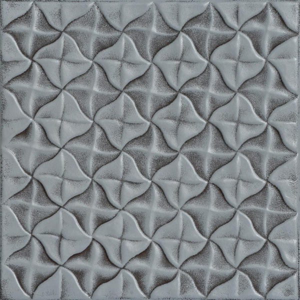 A La Maison Ceilings Granny's Pinwheel Quilt Moss Gray 1.6 ft. x 1.6 ft. Decorative Foam Glue Up Ceiling Tile (21.6 sq. ft./case)