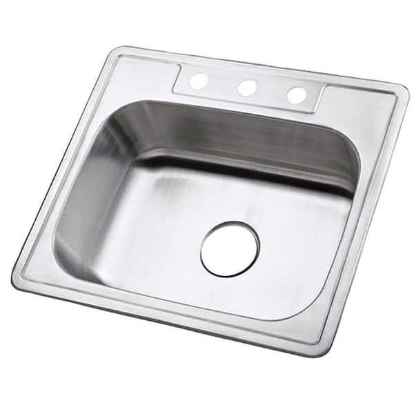 Kingston Brass Drop-in Stainless Steel 25 in. 3-Hole Single Bowl Kitchen Sink
