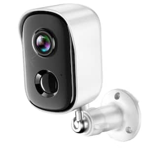 Wireless PoE Outdoor Smart Battery Operated Stick Up Security Camera with Color Night Vision Two-Way Talk White