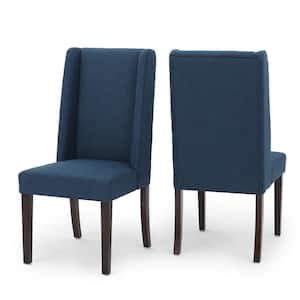 Braelynn Navy Blue Fabric Wing Back Dining Chair (Set of 2)