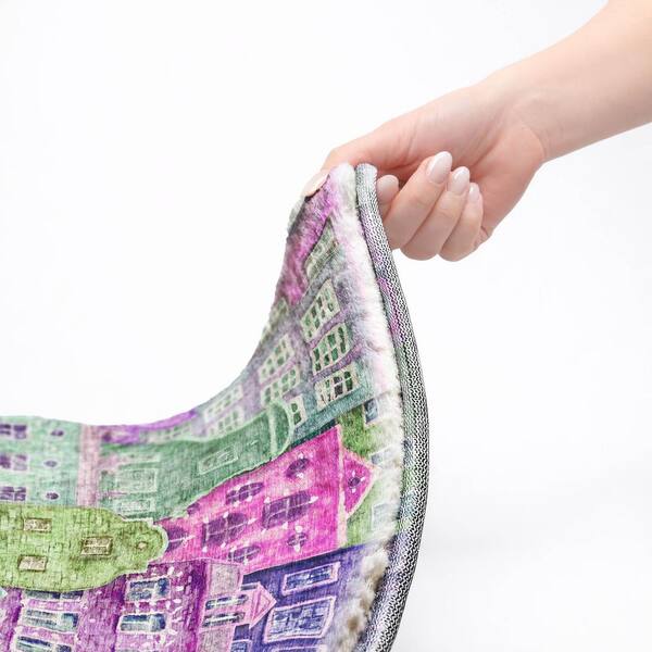 Dream Shag Premium Machine Washable Abstract ADS600 Purple 9 ft. x 12 ft. Area Rug