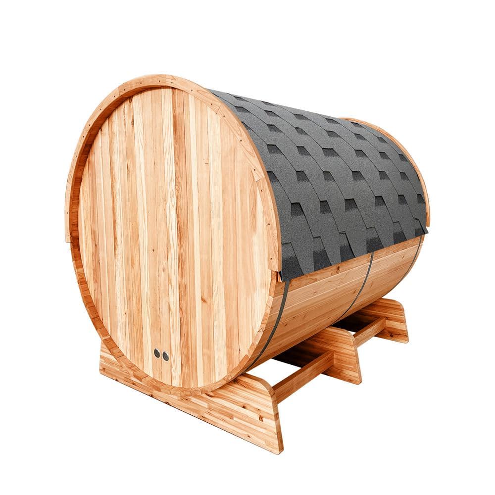 Natural Cedar 6-Person Outdoor Barrel Sauna with 6 kW Heater