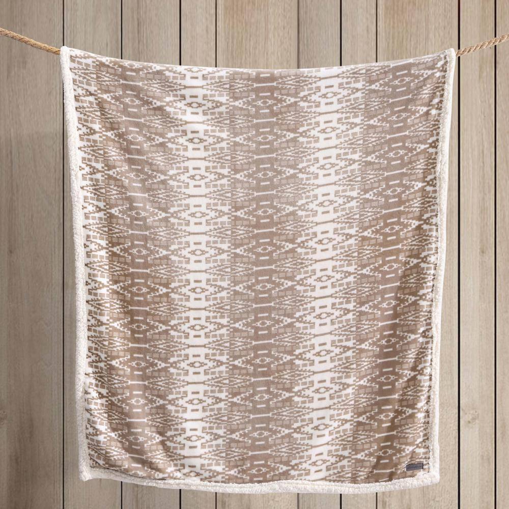Brown Reversible Fleece and Sherpa Throw Blanket