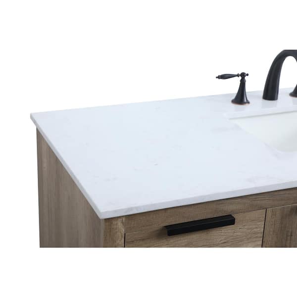 54 in. W x 22 in. D x 34 in. H Bath Vanity in Natural Oak with White Engineered Marble Top
