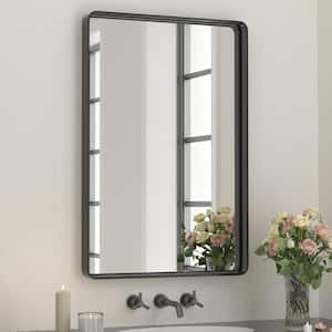 24 in. W x 36 in. H Rectangular Metal Framed Wall Mount Bathroom Vanity Mirror in Black