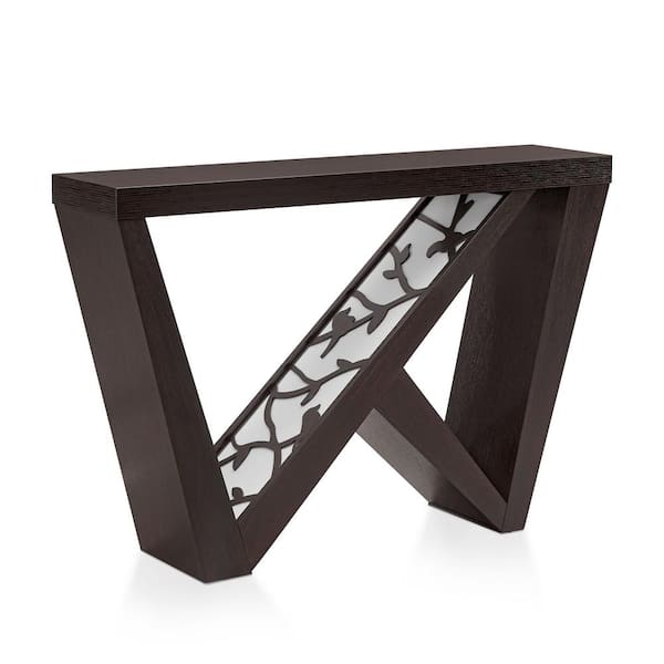 Tara 47.25 in Cappuccino Rectangle MDF Console Table with Adjustable LED Light