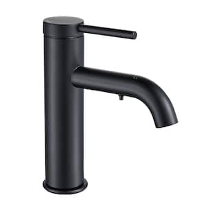 Single Handle Single Hole Bathroom Faucet withAutomatic Soap Dispenser in Matte Black