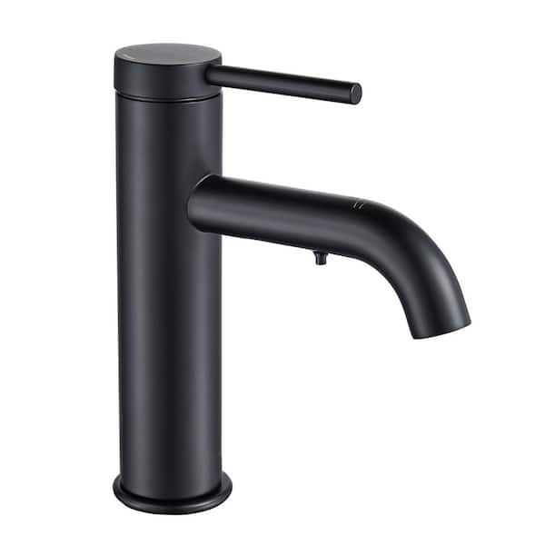 androme Single Handle Single Hole Bathroom Faucet withAutomatic Soap Dispenser in Matte Black