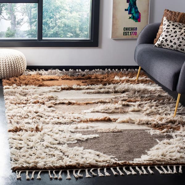 Kenya 2 ft. x 3 ft. Gray/Brown High-Low Abstract Striped Area Rug