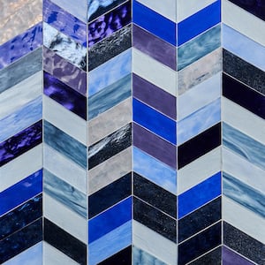 Elizabeth Sutton Pride Bayou Blue 16.92 in. x 17.44 in. Polished Glass Mosaic Wall Tile (2.05 sq. ft./Each)
