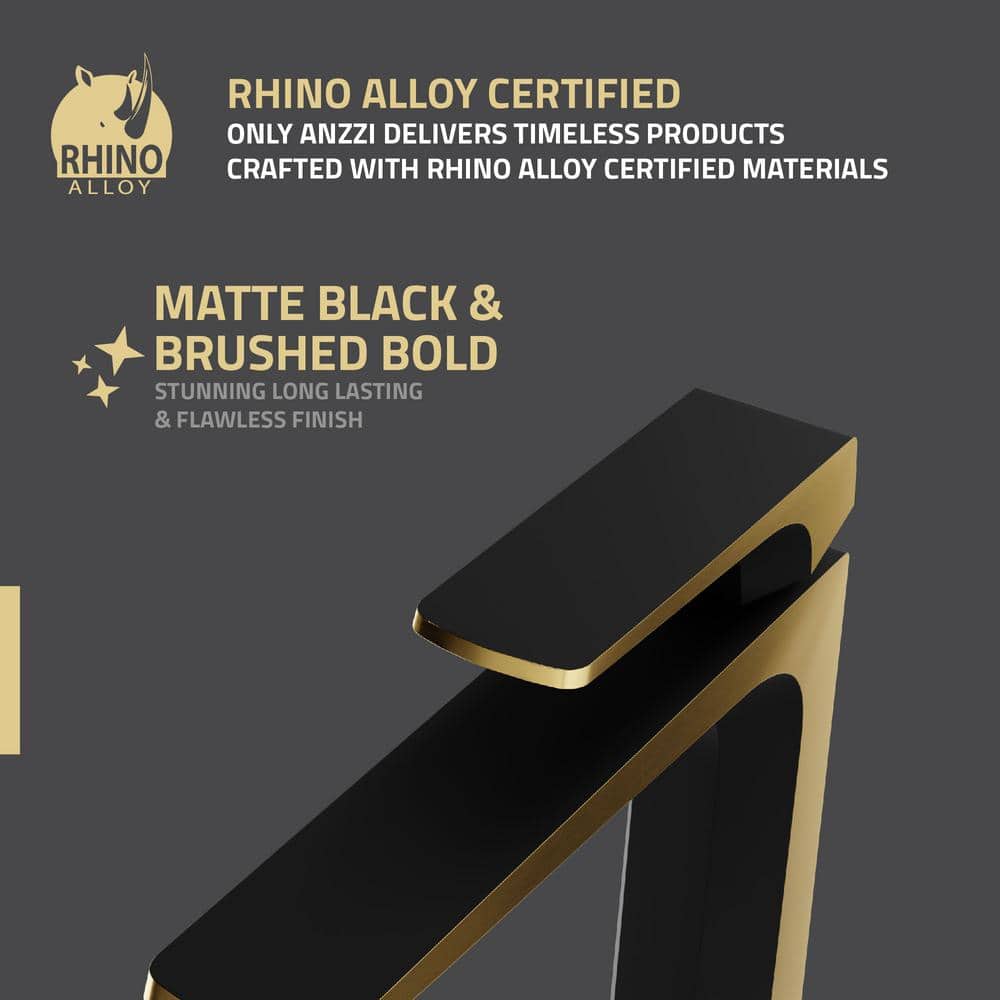 Matte Black and Brushed Gold Single Handle Bathroom Faucet