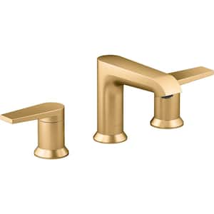 Hint 8 in. Widespread Double Handle Bathroom Faucet in Vibrant Brushed Moderne Brass