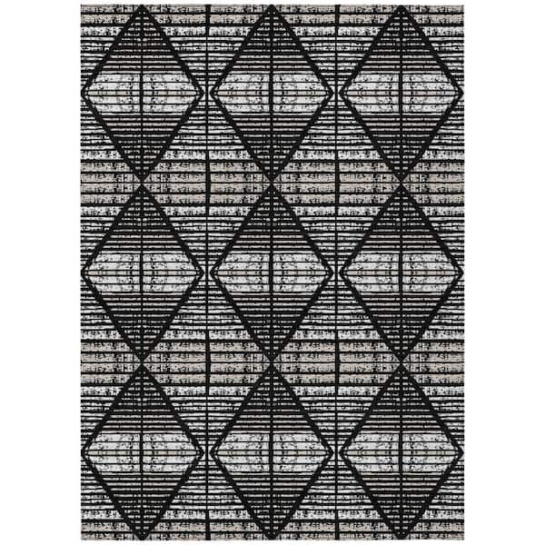 Chantille Machine Washable Indoor/Outdoor Abstract ACN2672 Black 10 ft. x 14 ft. Area Rug