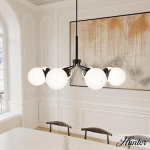 Hepburn 8-Light Matte Black Branched Chandelier with Cased White Glass Shades