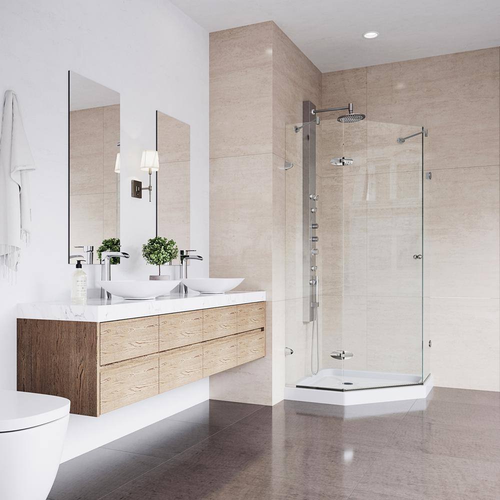 Verona 42'' Brushed Nickel Frameless Neo-Angle Shower Enclosure