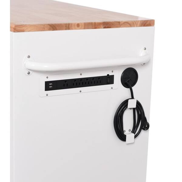 Husky Limited Edition 61 in. W x 23 in. D 11-Drawer White Mobile Workbench  Cabinet with Solid Wood Top H61MWC11WBB - The Home Depot