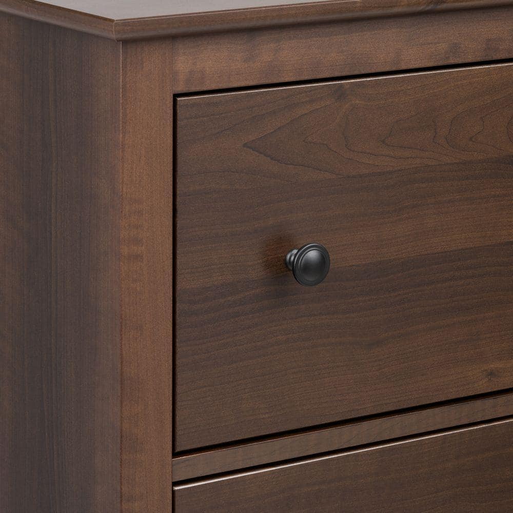 Espresso Tall 2-Drawer Nightstand with Open Cubby