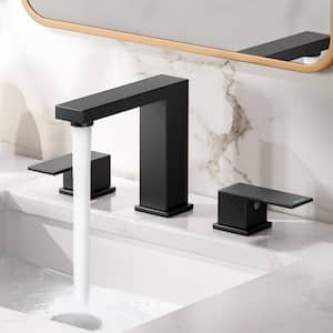 8 in. Widespread 3-Holes 2-Handle Bathroom Vessel Sink Faucet in Matte Black