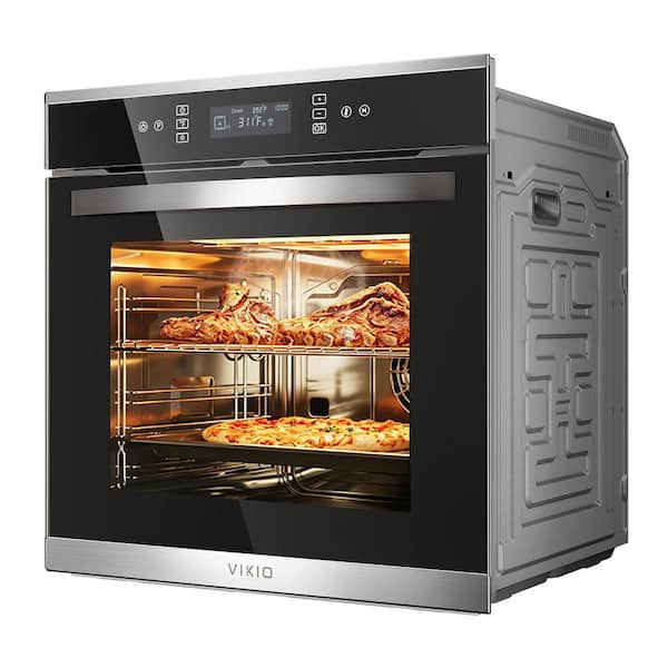 24 in. 2.83 cu. ft. Single Electric Wall Oven with Convection and Manual Clean in Stainless Steel, Tempered Glass Door