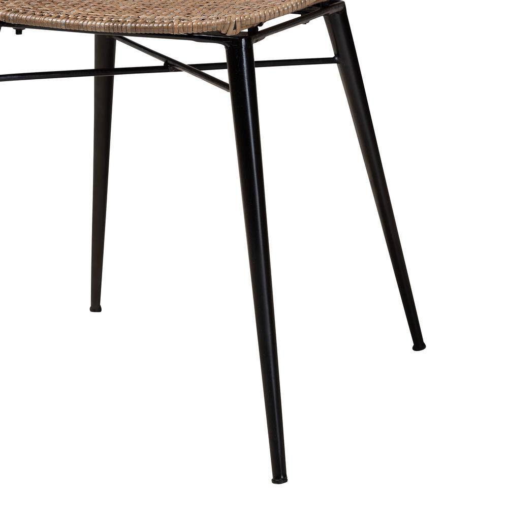 Sabelle Graywashed Rattan and Black Metal Dining Chair Set