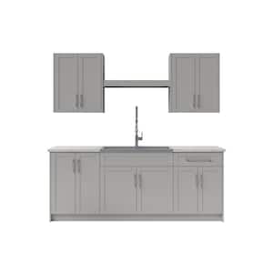 Home Laundry Room 84 in. H x 87.25 in. W x 25.5 in. D Cabinet Set in Gray (10-Piece)