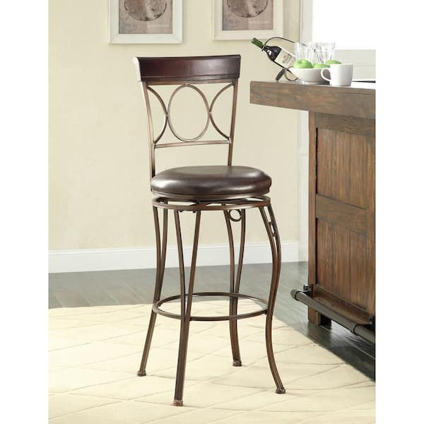 Linon Home Decor Circles Back Swivel Counter Stool-02730MTL-01-KD-U ...