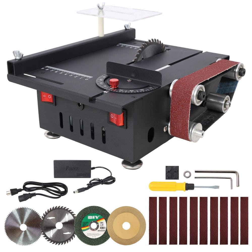 Mini Table Saw,Belt Sander,4 pcs Blades,10 pcs Sanding Belt,7 Gear Adjustable 0-90° Angle,for Wood/PCB/Acrylic/Plastic price history on PriceWatchPro