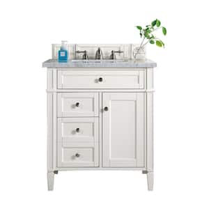 Brittany 30.0 in. W x 23.5 in. D x 34 in. H Single Bathroom Vanity in Bright White with Carrara Marble Marble Top