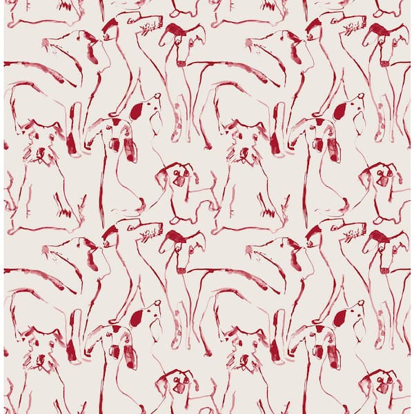 SURFACE STYLE Dog Doodle Lipstick Vinyl Peel and Stick Wallpaper Roll (Covers 30.75 sq. ft.)