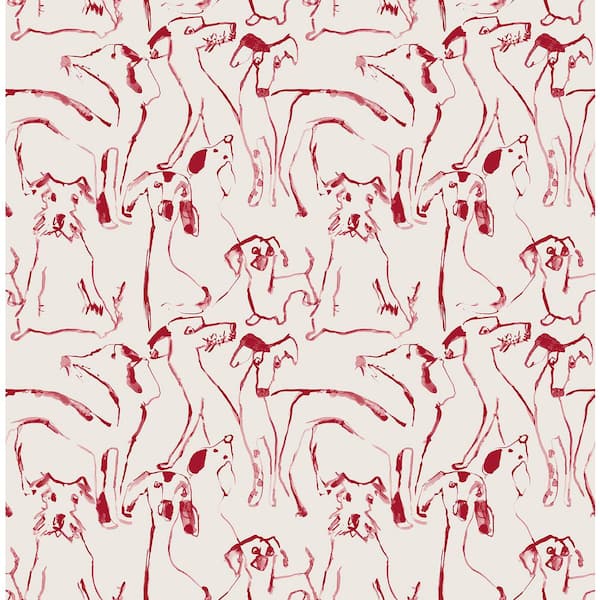 SURFACE STYLE Dog Doodle Lipstick Vinyl Peel and Stick Wallpaper Roll (Covers 30.75 sq. ft.)