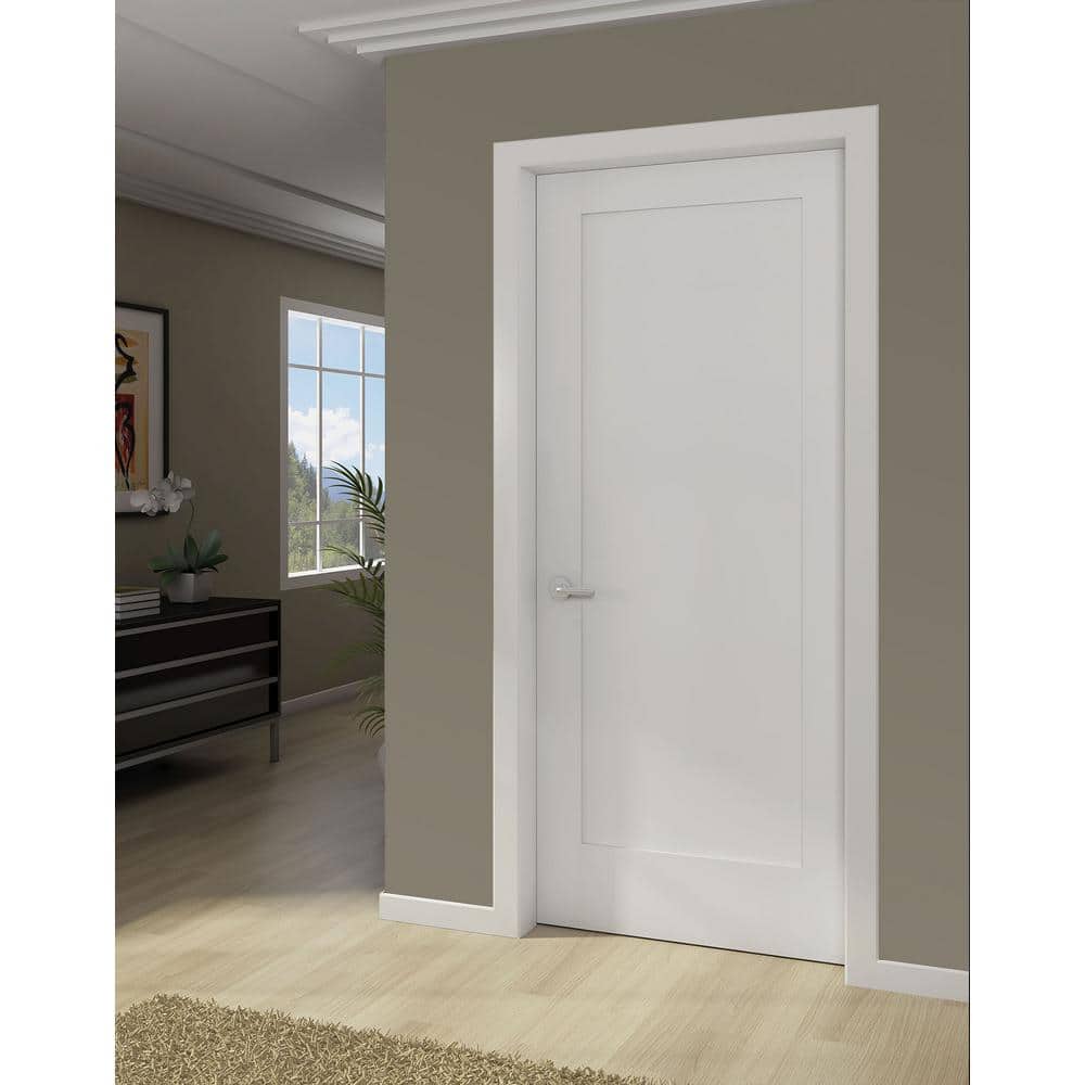 Primed White Solid Wood Shaker Panel Door 30" x 80"