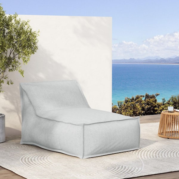 Ariana Light Gray Fabric Water-Resistant Outdoor Bean Bag Lounge Chair