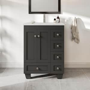 Happy 24 in. W. x 18 in. D Bathroom Vanity with White Carrara Quartz Vanity Top and Rectangular Undermount Sink