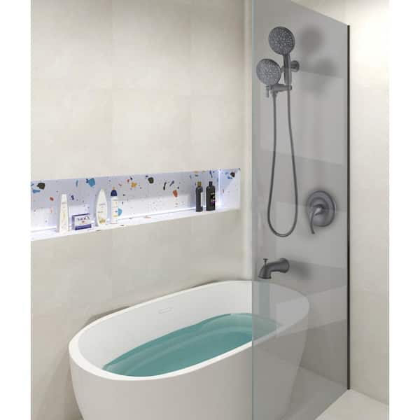 Single Handle 48-Spray Tub and Shower Faucet with 5 in. Shower Head 1.8 GPM in. Matte Black (Valve Included)