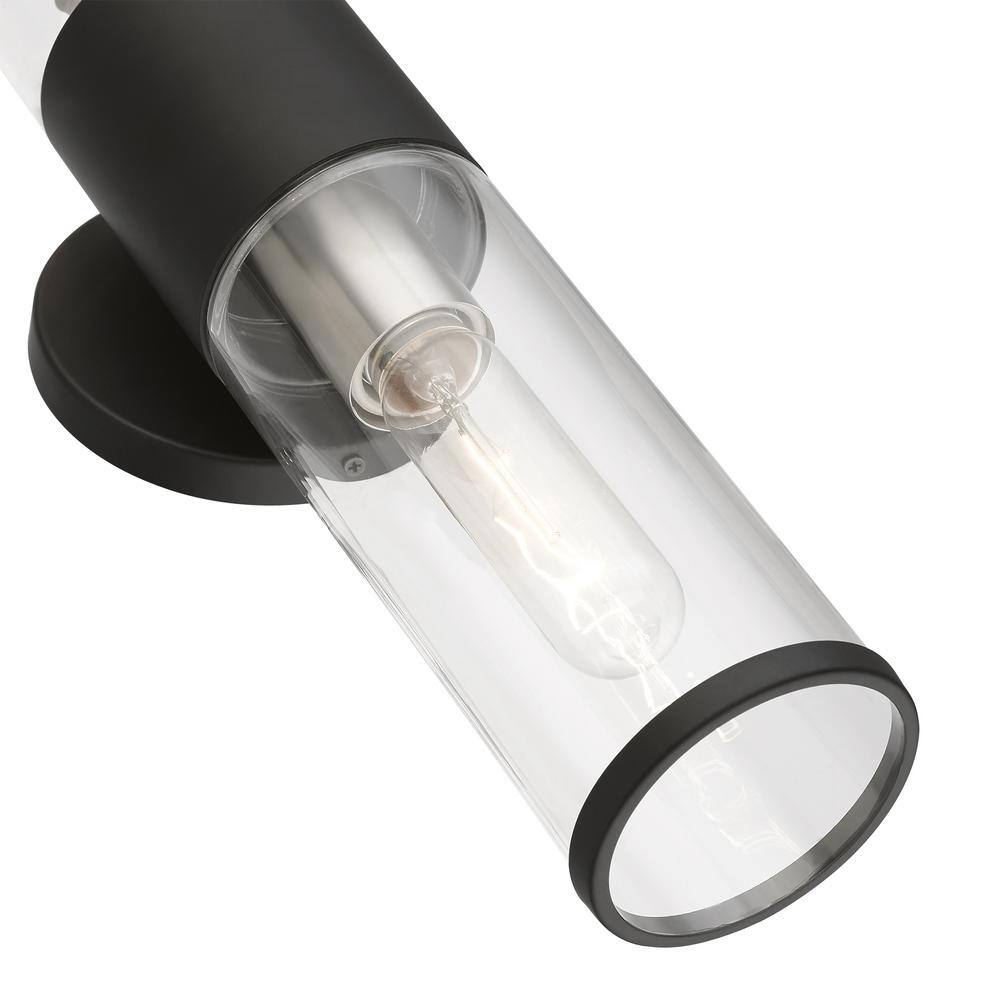 Bancroft Sleek Black Steel 2-Light Vanity Sconce with Clear Glass
