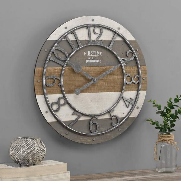 FirsTime & Co. 16 in. Shabby Wood Wall Clock