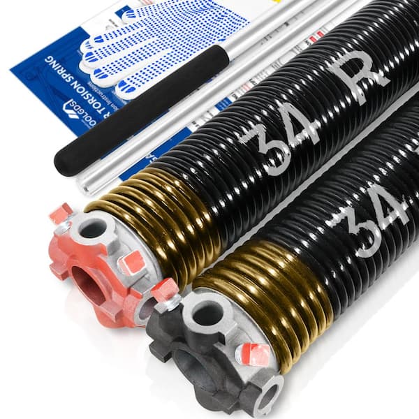 YOTOOLGDS 0.250 in. Wire x 2 in. x 34 in. L Electrophoresis Garage Door Torsion Springs in Gold Left and Right with Winding Bars