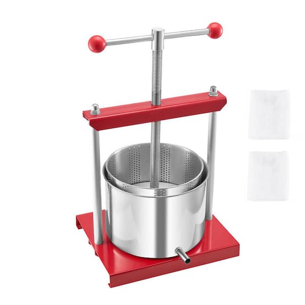 6 L/1.6 Gal Fruit Wine Press, 2 Stainless Steel Barrels, Manual Juice Maker, Making in Outdoor Kitchens and Homes