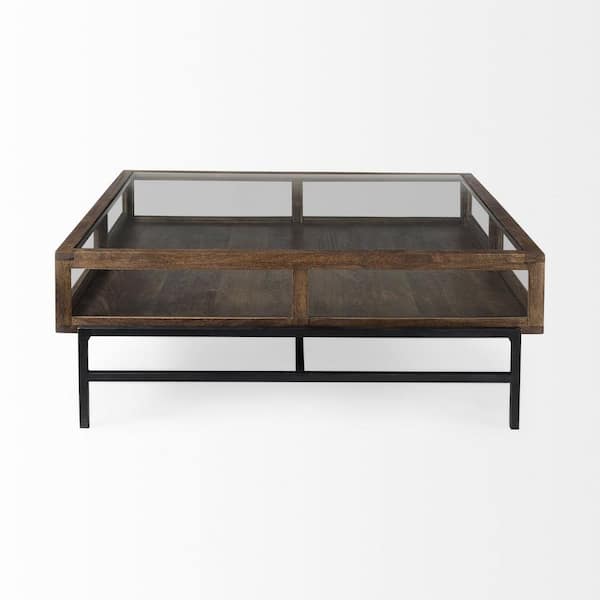 HomeRoots 11 in. Square Glass Coffee Table