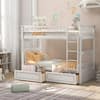 Harper & Bright Designs White Twin Size Wood Bunk Bed with 2-Drawers ...