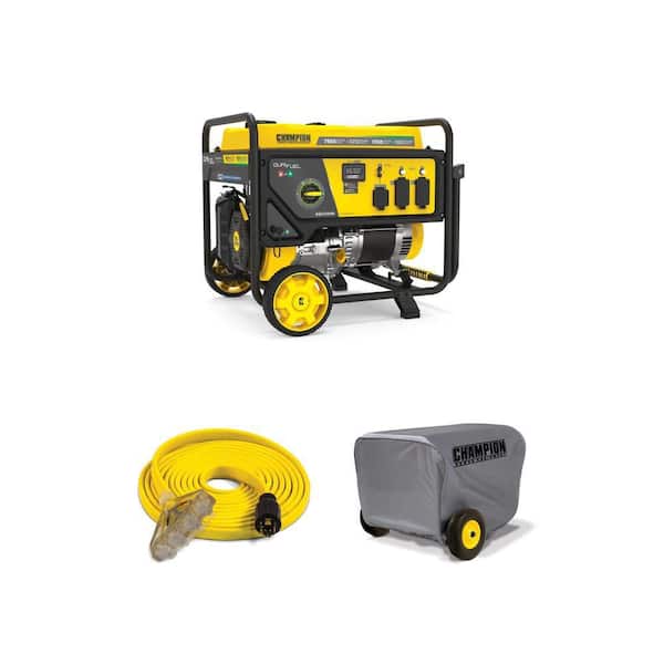 7850/6250-Watt Dual Fuel Generator with CO Shield, 25 ft. 30 Amp Extension Cord, and Generator Storage Cover